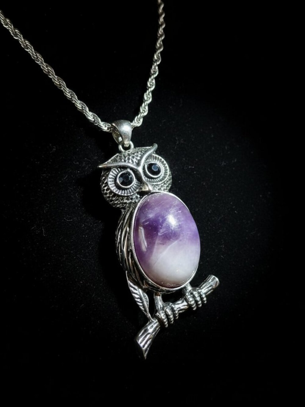 Amethyst Owl Necklace | Crystal Owl Pendant | Owl Jewelry | Spiritual Necklace